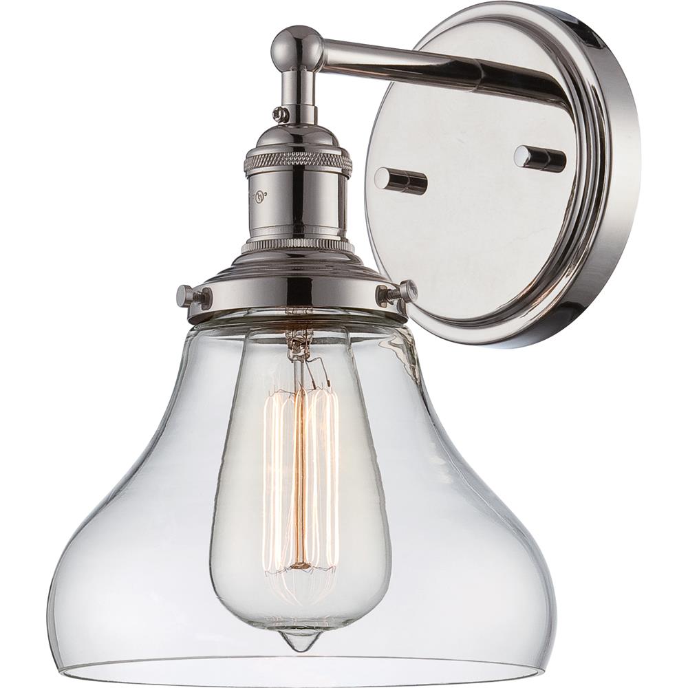 Nuvo Lighting 60/5413  Vintage - 1 Light Sconce with Clear Glass - Vintage Lamp Included in Polished Nickel Finish